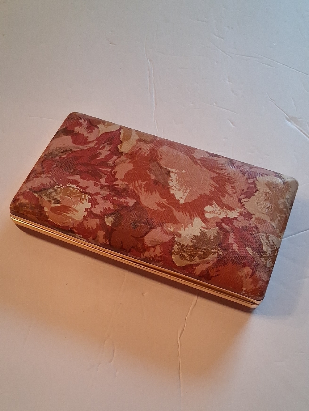 Vintage 60s Mele Floral Pattern Travel Jewelry Box in Vinyl Pink Print